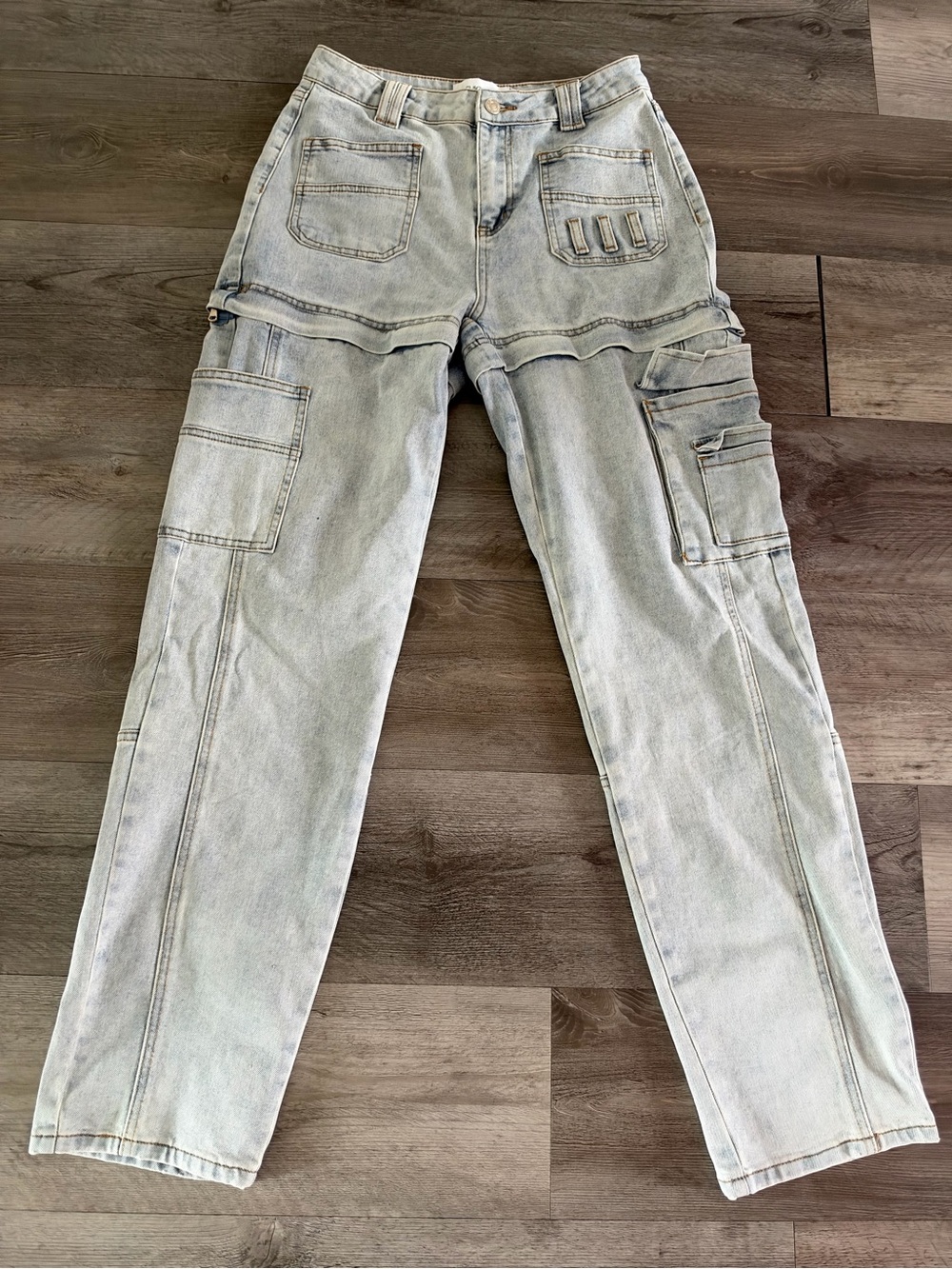 Fashion Jewelry Light Blue Women's Cargo Jeans